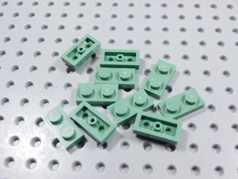 LEGO Lot of 10 Sand Green 1x2 Plates BM