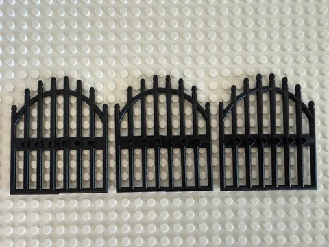 (3) LEGO Castle Cemetery Gate Stockade Door Set Lot- BLACK