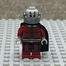 LEGO Minifigure Red Outfit Gray Armor Silver Helmet Black Cape Plastic