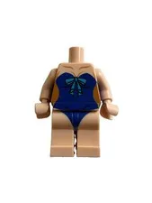 Lego - Minifigure Torso & Legs - Blue Female Swimsuit With Bow,  RARE