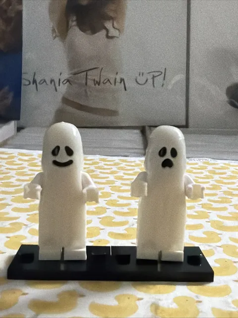 2x GHOST LEGO MINIFIG FIGURE happy halloween classic scary glow in the dark