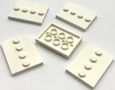 Lego 5 New White Tiles Modified 3 x 4 with 4 Studs in Center Parts