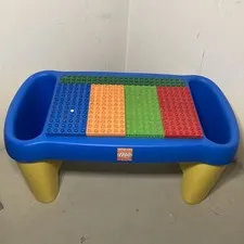 LEGO DUPLO LAP TABLE Portable Desk STORAGE BINS Compartments BLUE YELLOW GREEN