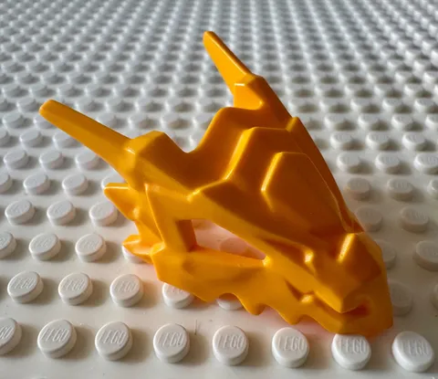 LEGO Dragon Head (Ninjago) Jaw Upper w Horns, Large Eye 3770 Bright Light Orange