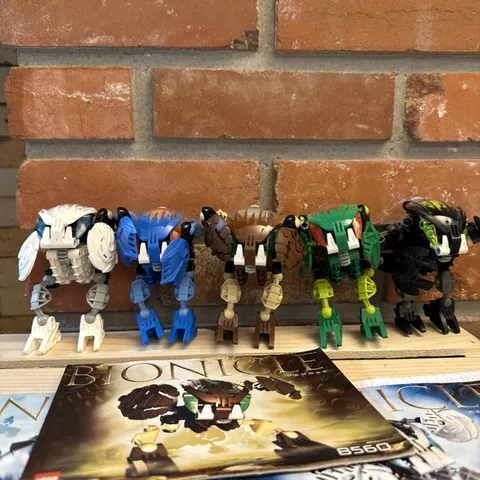 2002 Lego Bionicle 8560-8565 BOHROK Complete Set of 5 w/ 4 Krana & 5 Manuals