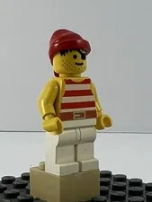 LEGO Pirate Man, pi045, Red White Stripe Shirt & Bandana Minifigure