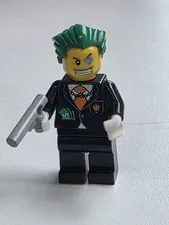 M050A Lego Agents Dollar Bill Minifigure River Heist Villain Joker Hair W/Gun 