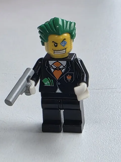 M050A Lego Agents Dollar Bill Minifigure River Heist Villain Joker Hair W/Gun 