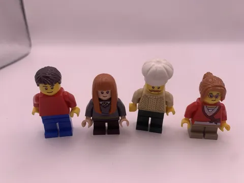 Lot 4 Lego minifigs  Boy, Chef, Lady W/glasses, Harry Potter?