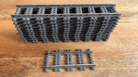 Vintage LEGO Electric Train Tracks 9V Straight Metal Dark Gray #2865c01 (23)