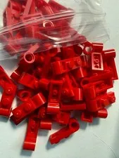 LEGO-NEW-#3172-RED-PLATE MOD/ 1 X 2/PIN HOLE END-20 PIECES