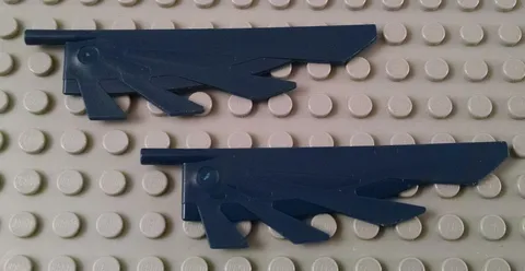 LEGO Lot of 2 Dark Blue 9L Wing Pieces with Stylized Feathers