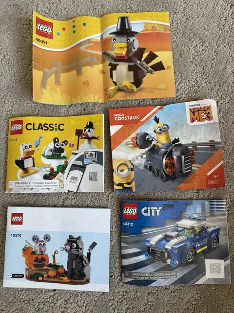 LEGO Instruction Manual Lot 40570 40091 60312 Classic + Mega Construx
