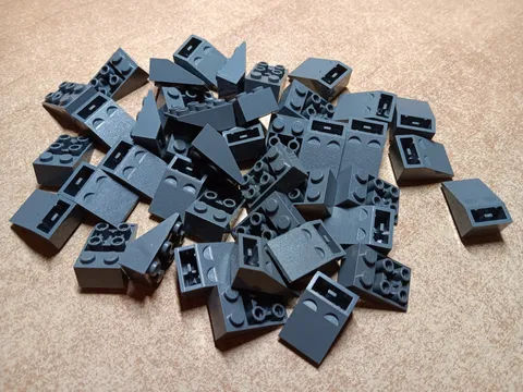 LEGO BULK LOT OF 42 DARK BLUISH GRAY INVERTED SLOPES 33° 3X2