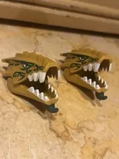 LEGO Pearl Gold Dragon Head (40934pb01 & 40933pb01) set 70666 Lot Of Two