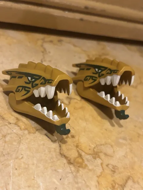LEGO Pearl Gold Dragon Head (40934pb01 & 40933pb01) set 70666 Lot Of Two