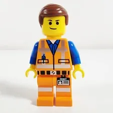 Lego Emmet Minifigure Lopsided Closed Mouth Smile The Lego Movie tlm087
