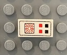 LEGO White 1x2 Tile Lights & Computer Pattern, 6884 6925 6395 6828 6396 6389