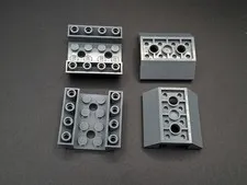 LEGO - 4x - Modified Brick - Slope - 45 4x4 Double - Dark Grey - 72454