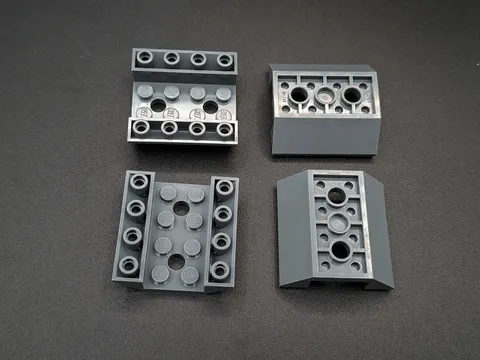 LEGO - 4x - Modified Brick - Slope - 45 4x4 Double - Dark Grey - 72454