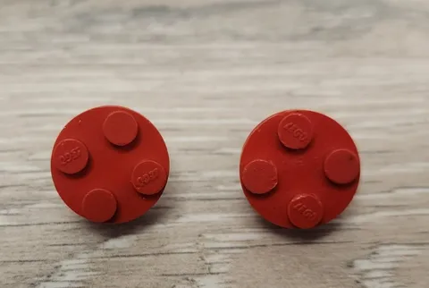 Vintage Lego Red Wheel with 4 Studs and Metal Axle Cam Part Piece Lot Of 2