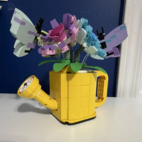 LEGO Yellow Watering Can Flower Arrangement Display Model Plastic Build