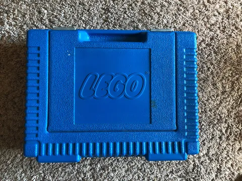 Vintage 1984 Lego Bin Blue Plastic Storage Container Case Carry Box “Clean”