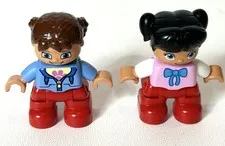 2 LEGO Duplo Creative Building Basket  Minifig 2" GIRLS Blue Red Brown