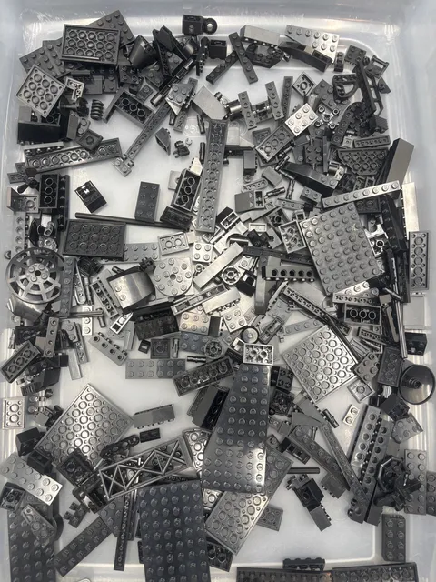 1 lb. Bulk Mixed Black Legos - standard blocks and unique pieces (Lot G)