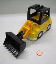 Lego Duplo LARGE YELLOW BULL DOZER Excavator Bobcat Scoop Bulldozer Construction