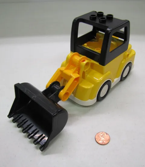 Lego Duplo LARGE YELLOW BULL DOZER Excavator Bobcat Scoop Bulldozer Construction