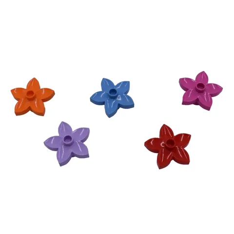 (5) Lego DUPLO FLOWER with 1 top stud Red, Pink, Purple, Periwinkle, Orange 6510