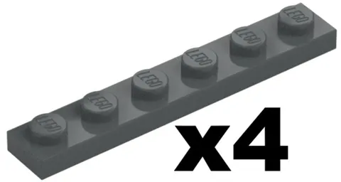 Lego 4 New PLATE Dark Bluish Gray 1 x 6 Stone Gray Part 3666 DG4 