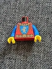 Lego New Red Minifig Torso Castle Surcoat Gold Collar Belt Lion Blue Shield D371