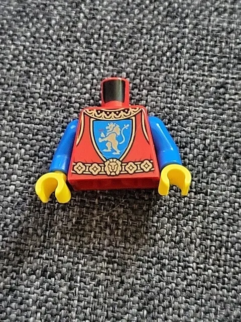 Lego New Red Minifig Torso Castle Surcoat Gold Collar Belt Lion Blue Shield D371