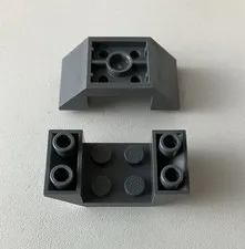 LEGO 2x NEW Slope Inverted 45 4x2 Double w/ 2x2 Cutout DARK BLUISH GRAY #4871