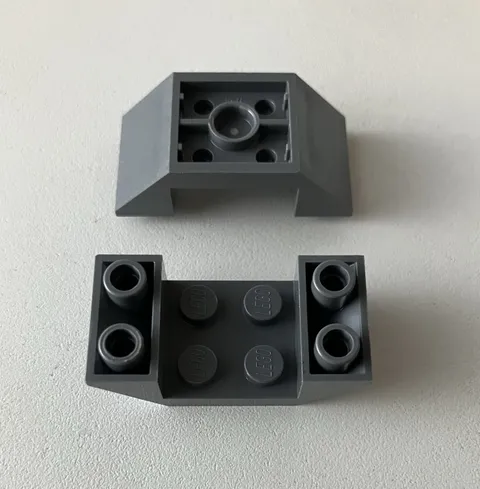 LEGO 2x NEW Slope Inverted 45 4x2 Double w/ 2x2 Cutout DARK BLUISH GRAY #4871