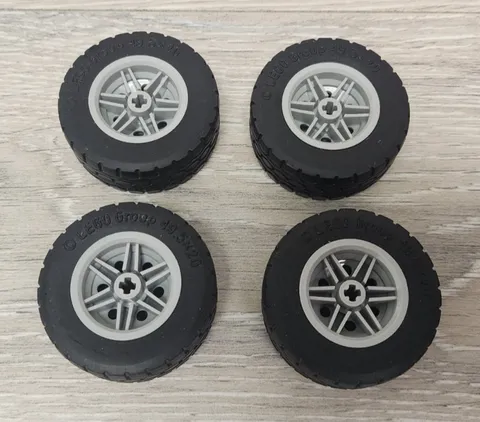 Lego 56145c05 Wheel 30.4mm D 20mm No Pin Holes Reinforced Rim Black Tire Lot Of4