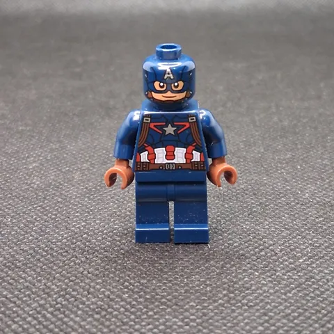 Lego Super Heroes Captain America Dark Blue Suit Brown Hands Minifigure SH0177