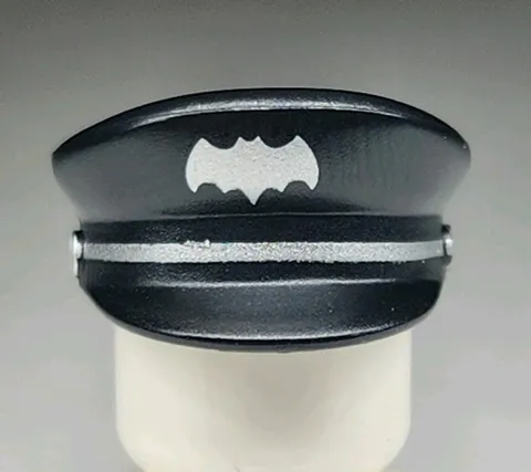 NEW LEGO® Police Hat Minifigure  Headgear Head Cover Hat Silver Bat Pattern 