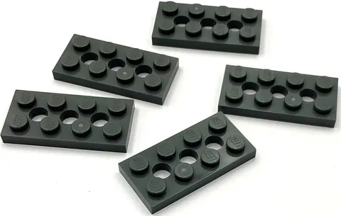 Lego 5 New Dark Bluish Gray Technic Plates 2 x 4 Stud with 3 Holes Parts
