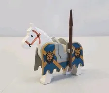 Lego White Horse Barding Armor Lion Head Knights Kingdom King Leos Castle 6091 