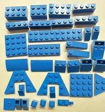 LEGO Bulk Lot Of 35 Blue Pieces Bricks Plates