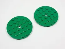 LEGO Lot of 2 Green 6x6 Round Plates S6