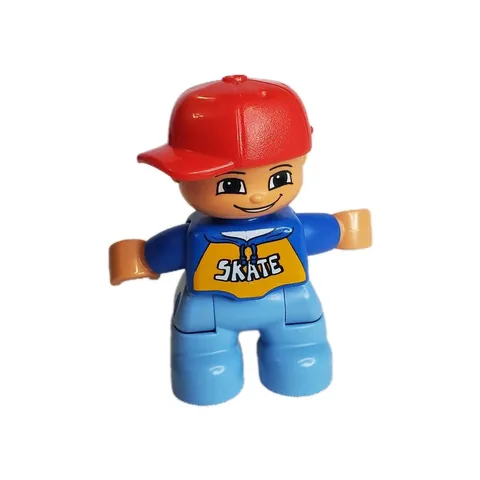 Lego Duplo Skate Kid Figure Replacement Part 186 Blue Pants Red Hat