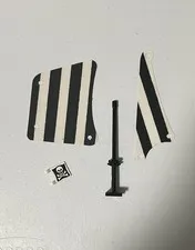 LEGO 6278 Parts Lot Cloth 2x Sail 9 x 11, 3 Holes White Black Mast And Flag