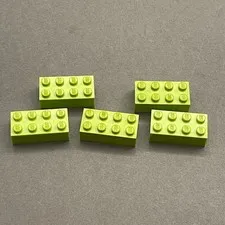 Lego 3001 Lime Green Replacement Parts Pieces Lot of 5
