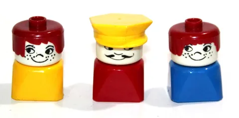 Lego Duplo Vintage Square Bottom People Lot Of 3 Figures Twin Girls Policeman