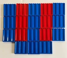 LEGO Part 23405, a 1x6x5 Panel with Corrugated Profile, 12 Blue and 6 Red NEW
