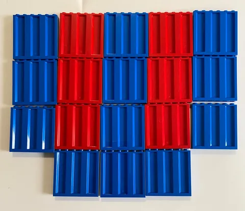 LEGO Part 23405, a 1x6x5 Panel with Corrugated Profile, 12 Blue and 6 Red NEW